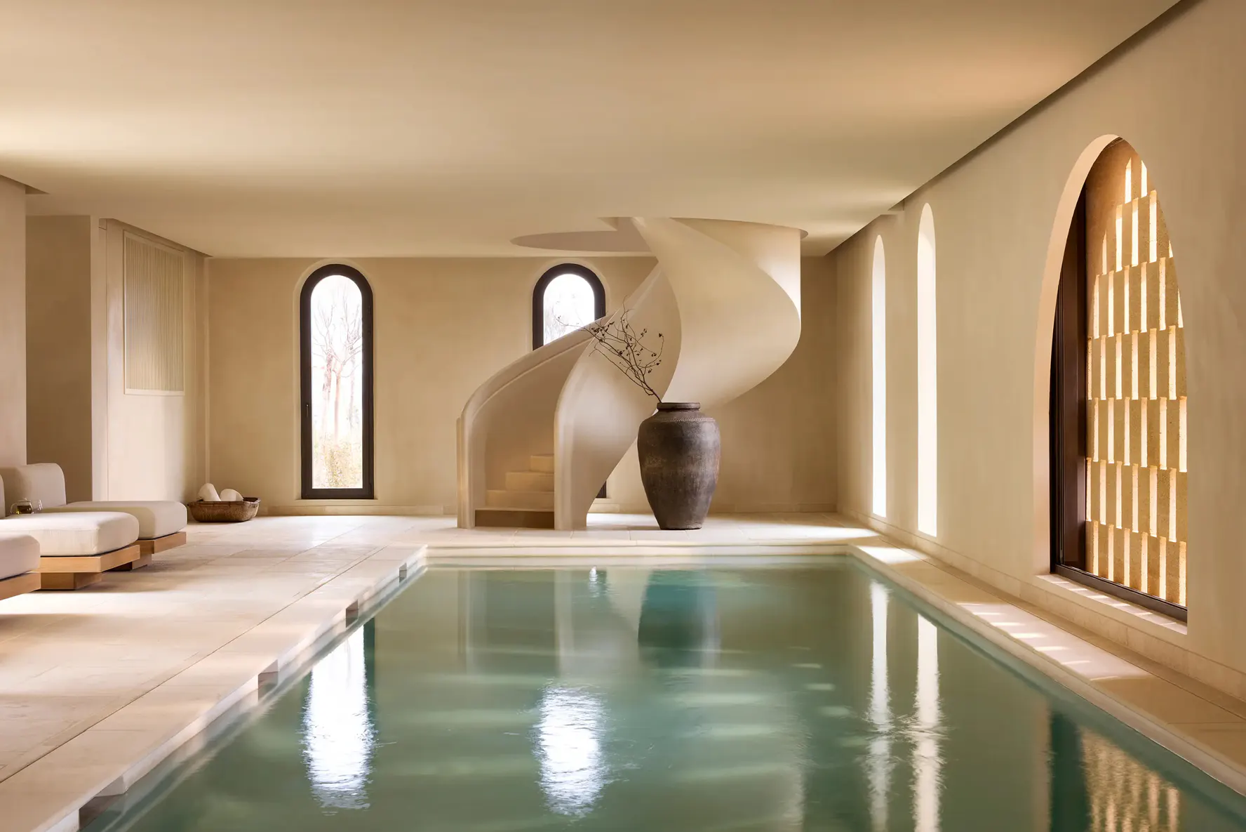 The indoor pool at the Rēsonance spa