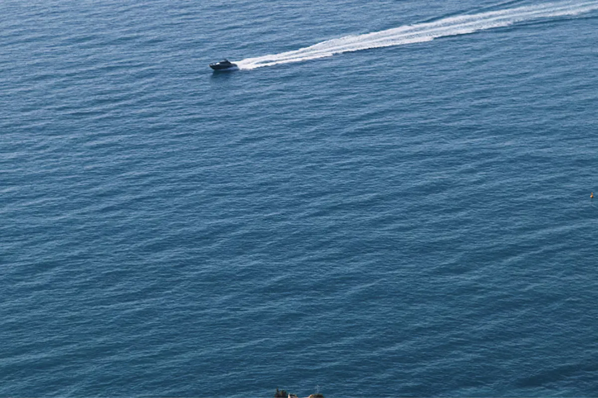 Speedboat on blue water