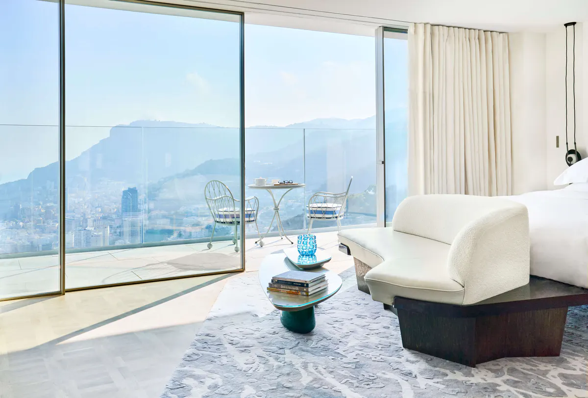 Suite with contemporary furniture and expansive views