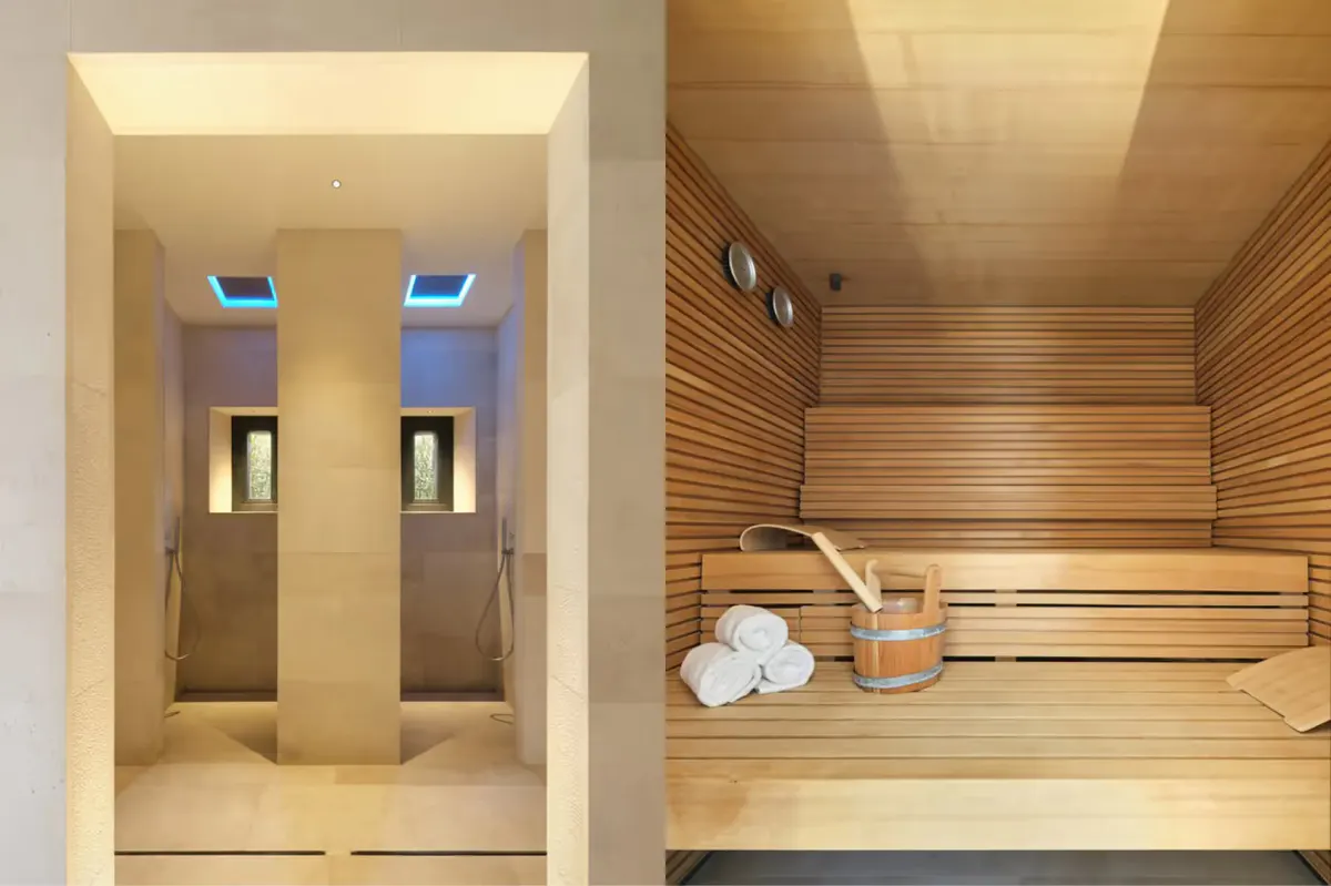 Spa wellness area with treatment beds and calming interior