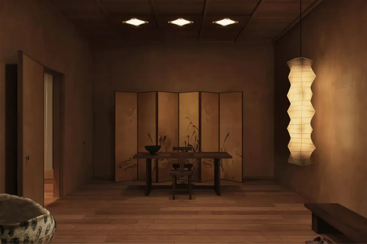 A spa room in warm wood tones with modern minimalist bench seating