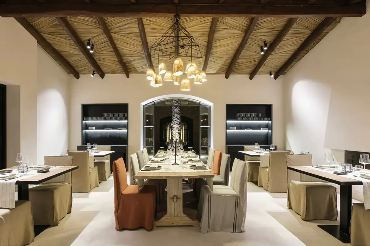 Elegant dining space with natural light and carefully arranged table settings